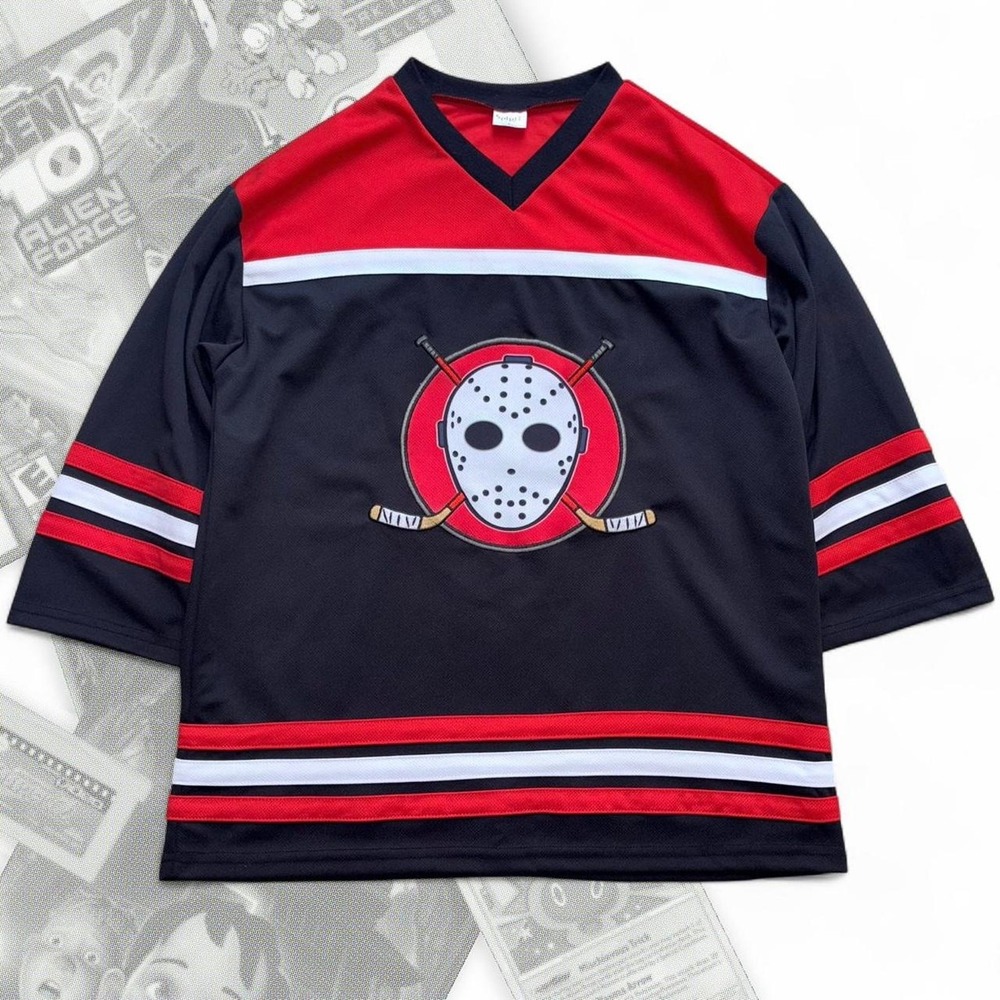 Red & Black Jason Voorhees Spirit Halloween Hockey Jersey